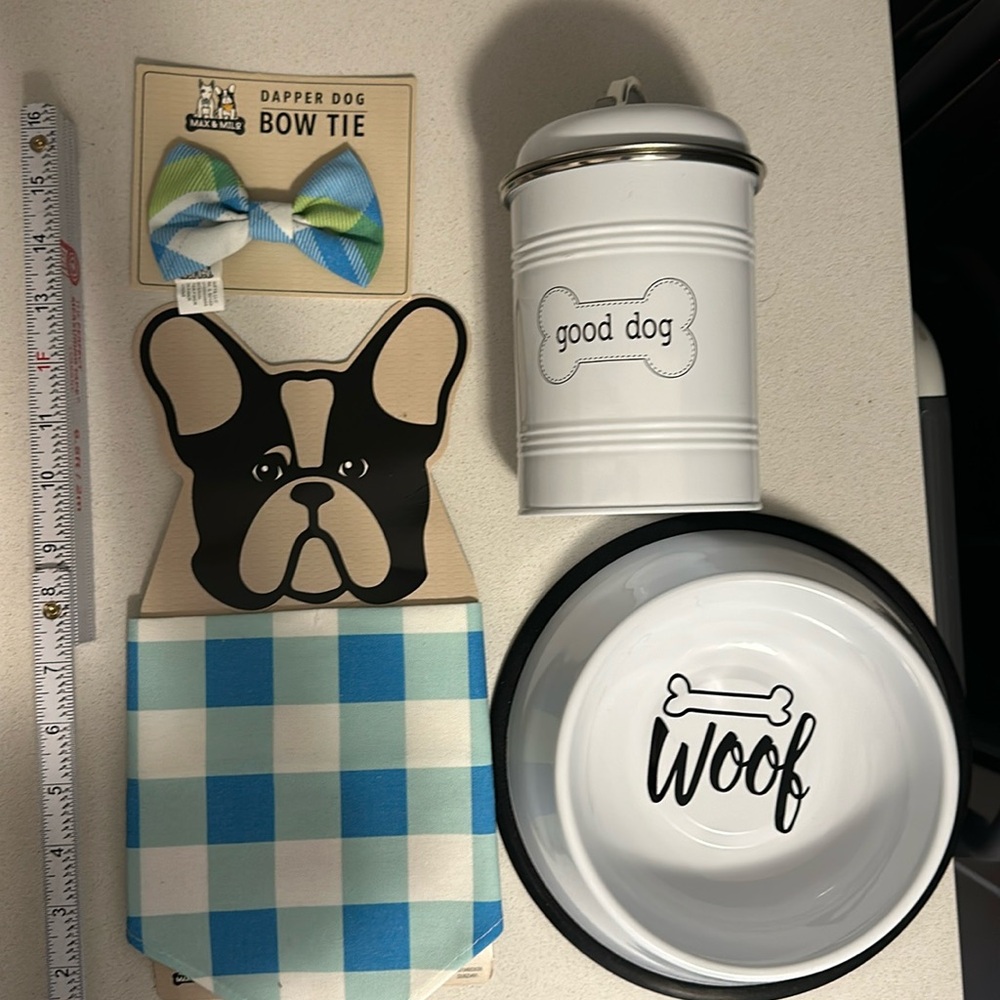Dog Bow Tie bandanna & Bowl